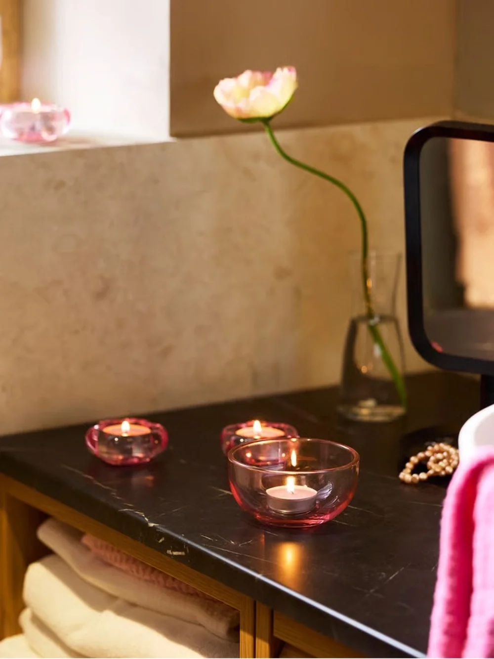 90 LOTSFÅGEL Scented Tea-Light Candles - Mixed Pink, Cream